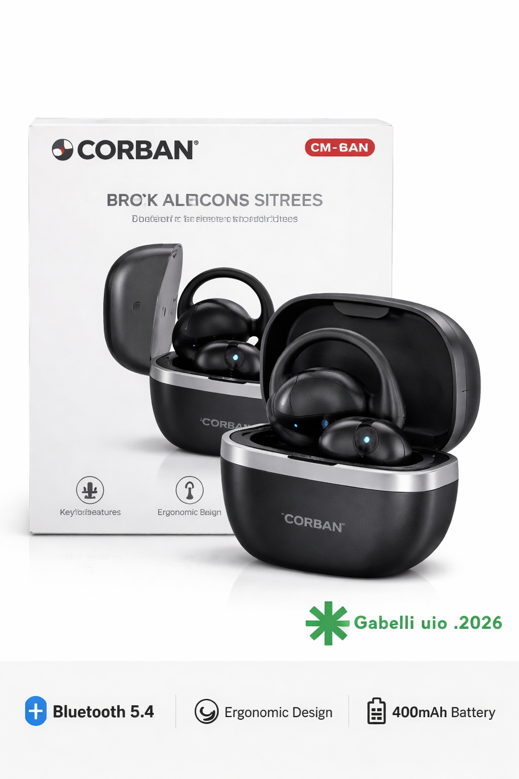 Audífonos de Casco Corban Stereo Headphones (CM-B25) en empaque original - Gabeell Quito Ecuador