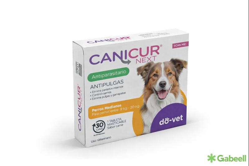 canicur next antipulgas y desparasitante oral para perros medianos (10–20 kg) empaque
