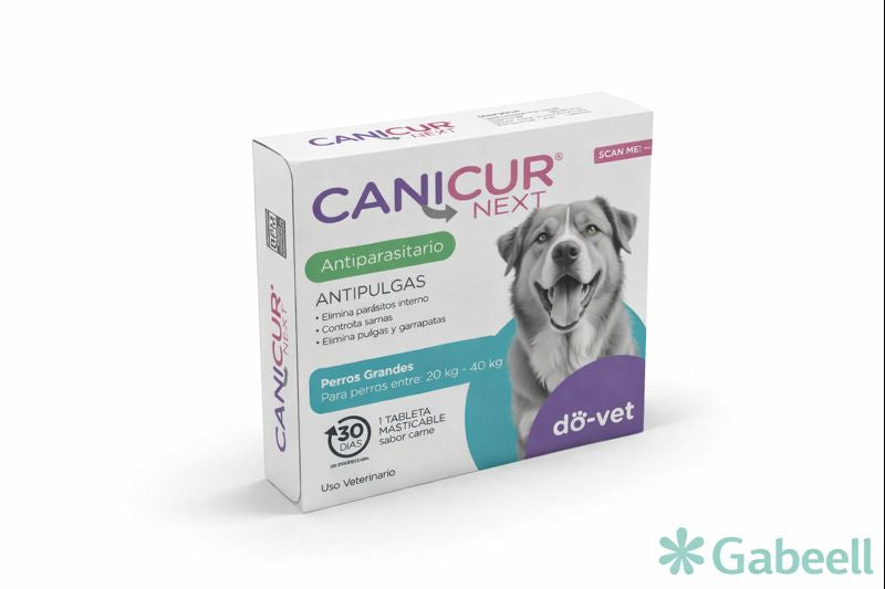 canicur next antipulgas y desparasitante oral para perros grandes (20–40 kg) empaque