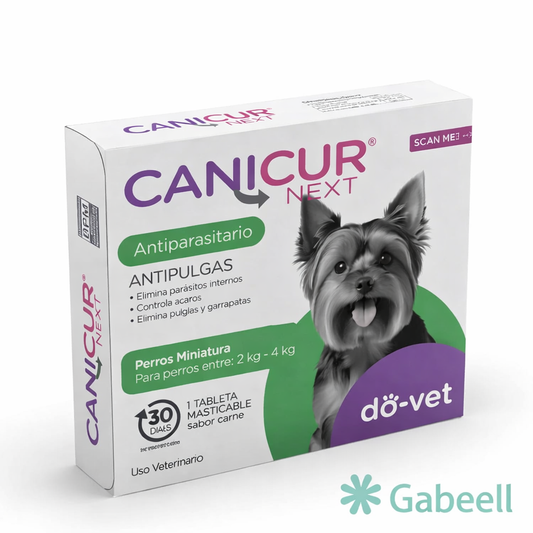 canicur next antipulgas y desparasitante oral para perros miniatura (2–4 kg) empaque